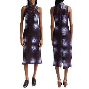 Busayo Purple Crochet Knit Midi Pencil Sheath Dress Womens Medium